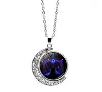 UBBVPKY Collar Con Colgante De Doce Constelaciones Para Hombre Y Mujer Cadena De Suéter Con Luna Giratoria De Doble Cara Joyería De Cumpleaños Collar De Astrología Regalo Para Pareja Libra