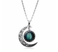 UBBVPKY Collar Con Colgante De Doce Constelaciones Para Hombre Y Mujer Cadena De Suéter Con Luna Hueca A La Moda Joyería Con Signo Del Zodiaco Collar De Astrología De Cumpleaños Regalo De Virgo