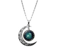 UBBVPKY Collar Con Colgante De Doce Constelaciones Para Hombre Y Mujer Cadena De Suéter Con Luna Hueca A La Moda Joyería Con Signo Zodiacal Collar De Astrología De Cumpleaños Regalo Para Sagitario