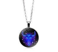 UBBVPKY Collar Con Colgante De Doce Constelaciones Para Hombre Y Mujer Cadena De Suéter Con Piedras Preciosas De Moda Joyería Con Signo Zodiacal Collar De Astrología De Cumpleaños Regalo De Tauro