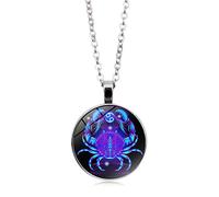 UBBVPKY Collar Con Colgante De Doce Constelaciones Para Hombre Y Mujer Cadena De Suéter Con Piedras Preciosas De Moda Joyería Con Signo Zodiacal Collar De Astrología De Cumpleaños Regalo Para Cáncer