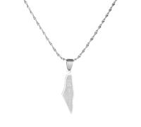 UBBVPKY Collar Con Colgante De Israel Y Palestina - Cadena De Clavícula Ajustable Con Diseño Liso Joyería Patriótica Para Mujeres Niñas Y Hombres Color Blanco 60 Cm