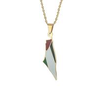 UBBVPKY Collar Con Colgante De Israel Y Palestina - Cadena De Clavícula Ajustable Con Diseño Liso Joyería Patriótica Para Mujeres Niñas Y Hombres Color Amarillo 50 Cm