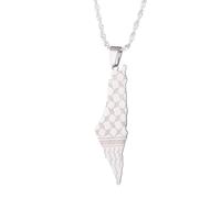 UBBVPKY Collar Con Colgante De Israel Y Palestina - Cadena De Clavícula Ajustable Con Diseño Liso Joyería Patriótica Para Mujeres Niñas Y Hombres Color Blanco 50 Cm