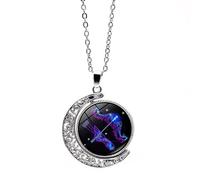 UBBVPKY Collar Con Colgante De Las Doce Constelaciones Para Hombre Y Mujer Cadena De Suéter Con Luna Giratoria De Doble Cara Joyería De Cumpleaños Collar Astrológico Regalo Para Pareja Sagitario