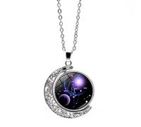 UBBVPKY Collar Con Colgante De Luna Hueca Giratoria Que Brilla En La Oscuridad Con Las 12 Constelaciones Para Hombre Y Mujer Ideal Como Regalo De Joyería Para El Zodiaco Horóscopo Y Astrología Libra