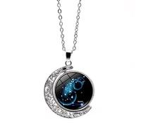 UBBVPKY Collar Con Colgante De Luna Hueca Giratoria Que Brilla En La Oscuridad Con Las 12 Constelaciones Para Hombre Y Mujer Ideal Como Regalo De Astrología Horóscopo Y Zodiaco Acuario