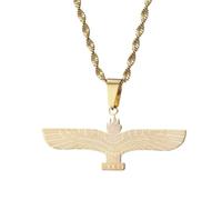 UBBVPKY Collar Con Colgante De Mapa Arameo Asirio Para Mujeres, Niñas Y Hombres Cadena De Suéter Con Dije De Símbolo De Águila Patriótica, Joyería De Cadena De Clavícula Redimensionable, Amarillo, 50