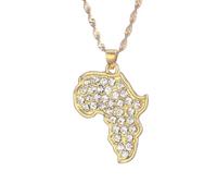 UBBVPKY Collar Con Colgante De Mapa De África De Moda - Brillante Con Dije Popular Collar De Amistad Joyería Para Patriotas Mejores Amigos Regalos Amarillos-B 50 Cm