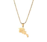 UBBVPKY Collar Con Colgante De Mapa De Armenia: Brillante Popular De La Amistad Joyería De Moda Para Patriotas Mejores Amigos Regalo Amarillo De 50Cm