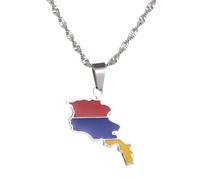 UBBVPKY Collar Con Colgante De Mapa De Armenia Brillante Popular De La Amistad Joyería De Moda Para Patriotas Mejores Amigos Regalo Blanco 50 Cm