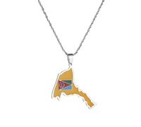 UBBVPKY Collar Con Colgante De Mapa De Eritrea - Mapas De Países Con Aceite De Goteo Étnico Collares Con Bandera Nacional Para Mujeres Y Hombres Joyería Con Amuleto Patriótico Regalo Blanco 50 Cm