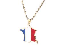 UBBVPKY Collar Con Colgante De Mapa De Francia De Moda - Collar Brillante Con Dije Popular De La Amistad Joyería Para Patriotas Mejores Amigos Regalos Amarillos De 50 Cm