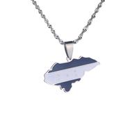 UBBVPKY Collar Con Colgante De Mapa De Honduras Brillante Popular De La Amistad Joyería De Moda Para Patriotas Mejores Amigos Regalo Blanco 50 Cm