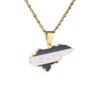 UBBVPKY Collar Con Colgante De Mapa De Honduras Brillante Popular De La Amistad Joyería De Moda Para Patriotas Mejores Amigos Regalo Amarillo De 60Cm