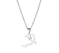 UBBVPKY Collar Con Colgante De Mapa De Irak - Mapas De Países Petroleros Con Bandera Nacional - Collares Para Mujeres Y Hombres - Joyería Con Amuleto Patriótico - Blanco - 60 Cm