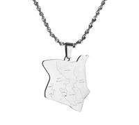 UBBVPKY Collar Con Colgante De Mapa De Kenia A La Moda. Brillante Ideal Como Regalo De Amistad Para Patriotas Y Mejores Amigos Color Blanco 50Cm