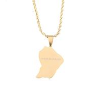 UBBVPKY Collar Con Colgante De Mapa De La Guayana Francesa - Mapas Étnicos De Países Banderas Nacionales Para Mujeres Y Hombres Joyería Con Amuleto Patriótico Amarillo 60 Cm