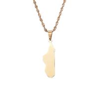 UBBVPKY Collar Con Colgante De Mapa De Madagascar Para Hombre Y Mujer Estilo Retro Étnico Con Bandera Y Alfabeto Cadena De Clavícula Joyería Clásica De Hip Hop Regalo De Fiesta Amarillo 60 Cm