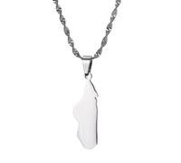UBBVPKY Collar Con Colgante De Mapa De Madagascar Para Hombre Y Mujer Estilo Retro Étnico Con Bandera Y Alfabeto Cadena De Clavícula Joyería Clásica De Hip Hop Regalo De Fiesta Color Blanco 50 Cm