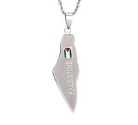 UBBVPKY Collar Con Colgante De Mapa De Palestina E Israel Para Hombre Y Mujer. Collar Unisex Con Colgante Geométrico De Estilo Étnico Joyería Regalo Blanco 60Cm