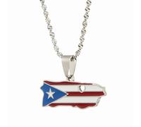UBBVPKY Collar Con Colgante De Mapa De Puerto Rico - Collar Con Bandera Nacional De Puerto Rico - Mapas De Países Petroleros Con Goteo Étnico Para Mujeres Hombres Joyería Con Dije Patriótico Color