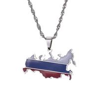 UBBVPKY Collar Con Colgante De Mapa De Rusia - Mapas De Países Con Aceite De Goteo Étnico Collares Con Bandera Nacional Para Mujeres Y Hombres Joyería Con Amuleto Patriótico Regalo Blanco 60 Cm