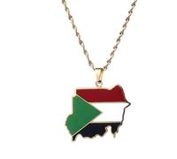 UBBVPKY Collar Con Colgante De Mapa De Sudán De Moda - Brillante Con Dije Popular Collar De Amistad Joyería Para Patriotas Mejores Amigos Regalos Amarillos De 50 Cm
