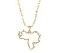UBBVPKY Collar Con Colgante De Mapa De Venezuela - Brillante Collar Popular De La Amistad Joyería De Moda Para Patriotas Mejores Amigos Regalos Amarillo-C 50 Cm