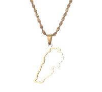 UBBVPKY Collar Con Colgante De Mapa Del Líbano Brillante Popular De La Amistad Joyería De Moda Para Patriotas Mejores Amigos Amarillo-B 50 Cm