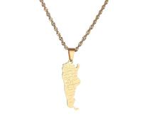 UBBVPKY Collar Con Colgante De Mapa Y Bandera De Argentina Para Hombre Y Mujer Estilo Retro Estilo Étnico Estilo Suéter Único Regalo De Joyería Amarillo 60 Cm