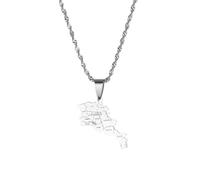 UBBVPKY Collar Con Colgante De Mapa Y Bandera De Armenia Para Mujer Y Hombre Estilo Retro Estilo Étnico Estilo Suéter Único Joyería Regalo Blanco 50 Cm