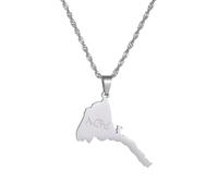 UBBVPKY Collar Con Colgante De Mapa Y Bandera De Eritrea Para Mujer Y Hombre Estilo Retro Estilo Étnico Estilo Suéter Único Regalo De Joyería Color Blanco 60 Cm