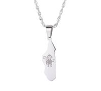 UBBVPKY Collar Con Colgante De Mapa Y Bandera De Madagascar Para Mujer Y Hombre Estilo Retro Estilo Étnico Estilo Suéter Accesorios De Joyería Color Blanco 60 Cm