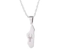 UBBVPKY Collar Con Colgante De Mapa Y Bandera De Madagascar Para Mujer Y Hombre Estilo Retro Estilo Étnico Estilo Suéter Único Accesorios De Joyería Color Blanco 60 Cm