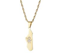 UBBVPKY Collar Con Colgante De Mapa Y Bandera De Madagascar Para Mujer Y Hombre Estilo Retro Estilo Étnico Estilo Suéter Accesorios De Joyería Amarillo-B 50 Cm