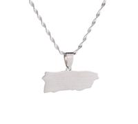 UBBVPKY Collar Con El Mapa Nacional De Puerto Rico - Colgante Étnico Patriótico Tipo Cadena Para Suéter Accesorio De Joyería Estilo Hip Hop Color Blanco 50 Cm