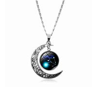 UBBVPKY Collar De Astrología De Luna Hueca Para Hombre Cadena De Suéter Con Colgante De Las 12 Constelaciones Regalo Para Novia O Novio Collar Con El Signo Del Zodiaco Tauro Para Mujer