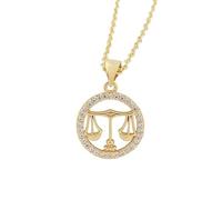 UBBVPKY Collar De Constelación Con Los 12 Signos Del Zodiaco Colgante Redondo Horóscopo Con Diamantes Constelaciones Astrología Cadena De Clavícula Joyería De Cumpleaños Regalos Para Mujeres Libra