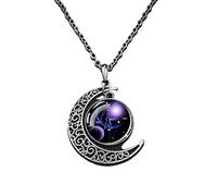 UBBVPKY Collar De Constelación De Moda Colgante De Luna Creciente Hueca Con Signo Estelar Y Cadena Ajustable Collar De Astrología Para Hombre Joyería Del Zodiaco Regalo Para Mujeres Y Niñas Libra