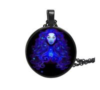 UBBVPKY Collar De Moda Con Constelación Horóscopo Y Zodiaco Colgante Vintage Redondo Con Signo Del Zodiaco Y Cadena Ajustable Joyería Astrológica Para Hombre Y Mujer Regalo Para Parejas Virgo