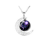 UBBVPKY Collar Luminoso De Constelación Colgante De Luna Creciente Hueca Que Brilla En La Oscuridad Con Cadena Ajustable Joyería Astrológica Para Hombre Y Mujer Libra