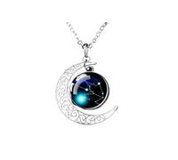 UBBVPKY Collar Luminoso De Constelación Colgante De Luna Creciente Hueca Que Brilla En La Oscuridad Con Cadena Ajustable Joyería Astrológica Para Hombre Y Mujer Tauro