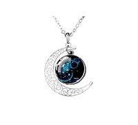 UBBVPKY Collar Luminoso De Constelación Colgante De Luna Creciente Hueca Que Brilla En La Oscuridad Con Cadena Ajustable Joyería Astrológica Para Hombre Y Mujer Regalo De Acuario