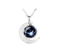 UBBVPKY Collar Luminoso De Constelación Colgante De Luna Creciente Hueca Que Brilla En La Oscuridad Con Cadena Ajustable Joyería Astrológica Para Hombre Y Mujer Capricornio