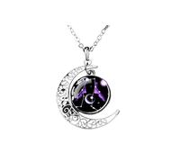 UBBVPKY Collar Luminoso De Constelación Colgante De Luna Creciente Hueca Que Brilla En La Oscuridad Con Cadena Ajustable Joyería Astrológica Para Hombre Y Mujer Géminis