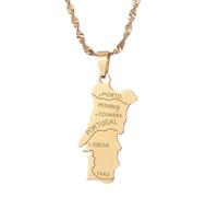 UBBVPKY Collar Minimalista Con Colgante De Mapa De Portugal Para Mujer Cadena Personalizada Con Contorno De La Patria Regalo De Despedida Para La Mejor Amiga Recuerdo De Viaje.
