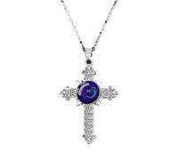 UBBVPKY Collar Vintage Con Colgante De Cruz Luminosa De Las 12 Constelaciones Con Cadena Que Brilla En La Oscuridad Joyería Del Zodiaco Horóscopo Y Astrología Para Mujeres Y Hombres Piscis
