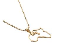 UBBVPKY Collares Colgantes Con Mapa De África Cadena De Clavícula Ajustable Con Dije De La Reina Egipcia Nefertiti, Accesorios De Joyería De Cadena De Clavícula Étnica Vintage, Amarillo, 50 Cm