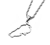 UBBVPKY Collares Colgantes Con Mapa Del País Del Líbano Gargantilla Étnica Con Diseño Mapa Del Líbano Con Contorno Hueco Sólido Accesorios Joyería Con Cadena Clavícula Ajustable Personalizada Blanco